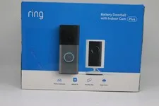 Ring - Battery Doorbell 2K (newest model), Speckled Gray + Indoor Cam Plus