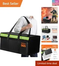 Large Fireproof Document Bags 24x12x12in, Fireproof Document Box for Cash, Ph...