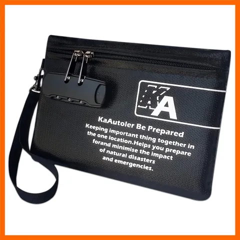 Small Fireproof Bag with Lock, Waterproof Money Bag with Zipper Pouch Envelop...