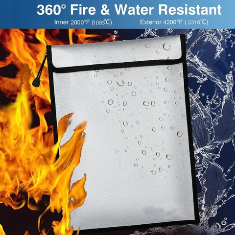 Fireproof Document Bag – Waterproof Fireproof Money Bag for Cash with Zipper,...