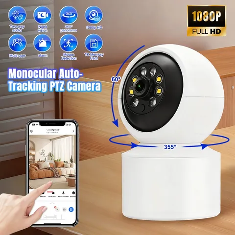 Camara De Seguridad WIFI 360° 1080P PTZ Indoor Monitor Con Vision Nocturna Audio