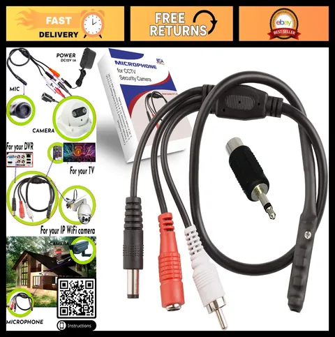 Outdoor CCTV Microphone for Security Cameras - High Sensitivity Audio Surveillan