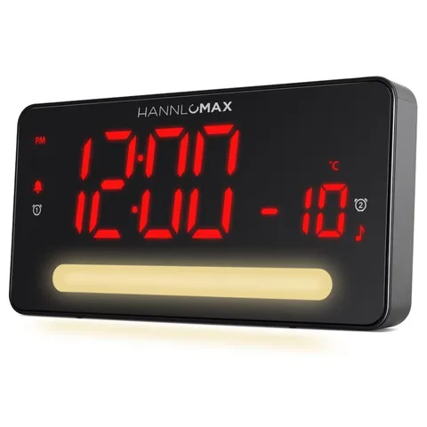 HANNLOMAX HX-149CR Alarm Clock Radio with 2” LED Display, Temperature, Nig