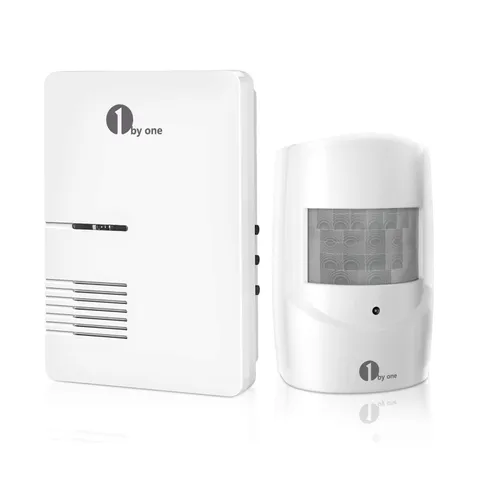 1byone Driveway Alarm, Home Security Alert System with 36 Melodies, 1 White