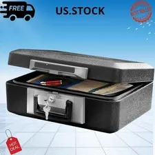 Fireproof Safe Box with Key Lock 0.25 Cu Ft Chest Safe