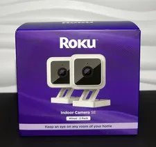Roku Indoor Camera SE 2-Pack Wired 1080p Wi-Fi Indoor Color Night, Alexa