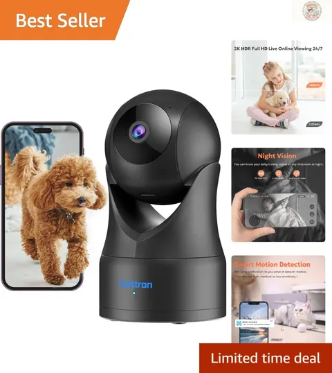 2K Indoor Security Camera with 360-Degree View & Night Vision – Easy to Install