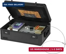 Vaultz Locking Storage Chest with Dual Combination Lock-Small Lock Box for Lapto