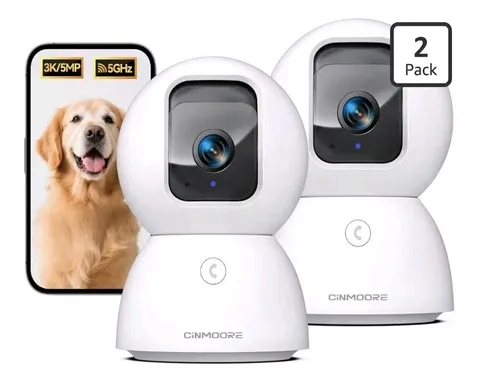 5G Security Camera Indoor 2-Pack, No-Monthly-Fee AI Tracking Facial Recognition,