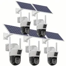 5PCS Solar Wireless WiFi Outdoor Pan/Tilt Home Security Camera Dual-Lens