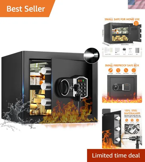 1.3 Cub Small Fireproof Safe for Home, Security Anti-Theft Fire Proof Safe Bo...