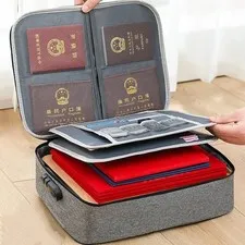 3 Layer Document Organizer Briefcase File Storage Bag Passport Holder Home Offic