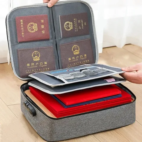 3 Layer Document Organizer Briefcase File Storage Bag Passport Holder Home Offic