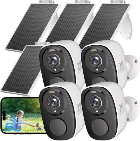 WiFi Solar Security Cameras Wireless Outdoor 2.4G 5Ghz 2K 4 Cameras
