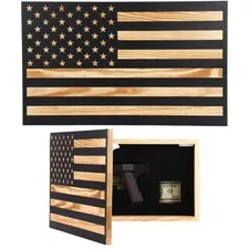 Hidden Gun Storage American Flag - Concealment Gun Safes for Valuables, Guns,...