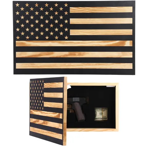 Hidden Gun Storage American Flag - Concealment Gun Safes for Valuables, Guns,...