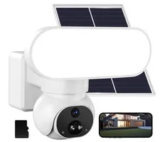 Solar Floodlight Camera with 1500LM Bright Lights-2K Wireless Outdoor Securit...