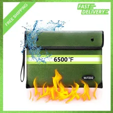 Fireproof Money Bag, Heat Insulated Material, 6500F Fireproof, Waterproof
