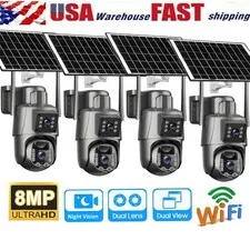 Solar Battery Powered Wireless Home Security WiFi Camera System Pan/Tilt Outdoor