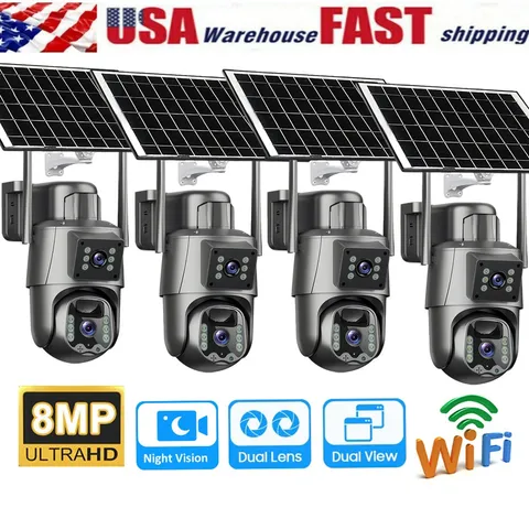 Solar Battery Powered Wireless Home Security WiFi Camera System Pan/Tilt Outdoor