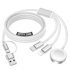 Travel Essentials for Apple Watch Charger,iPhone Charger,3 in 2 Type C/Lightnin