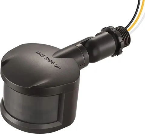 Adjustable 180-Degree Motion Detector - 60ft Range, Brown,  Listed for Safety