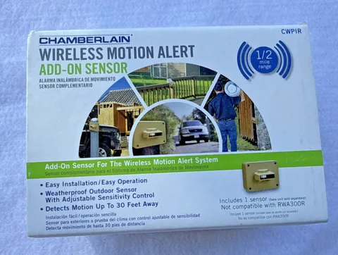 Chamberlain CWPIR Wireless Motion Alert AddOn Sensor Easy Install 0.5 Mile new