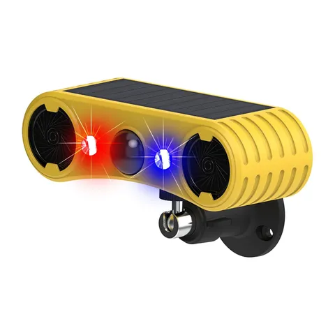 Solar Sound Strobe Motion Sensor Alarm,LED Red Blue Flashing Warning Light Ou...