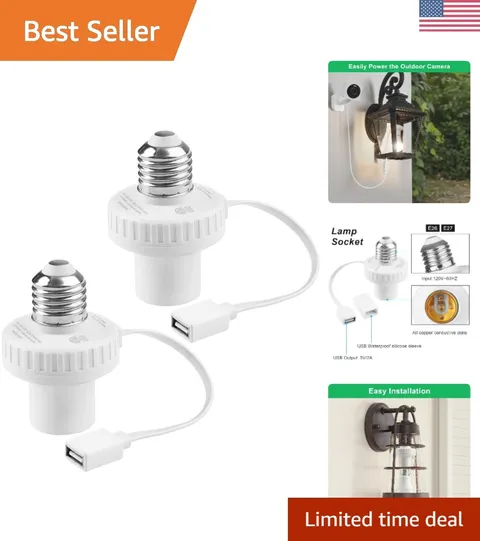 Multipurpose E26 USB Lamp Socket Adapters - Ideal for Security Cameras & Lights