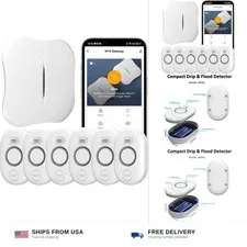 WiFi Water Leak Detector for Home with App Notification, 1 2.4Ghz Gateway + 6...