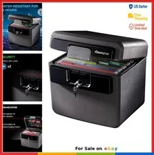 File Safe Fireproof Waterproof Box Key Lock 0.65 Cubic Feet 14.3 Inch Height