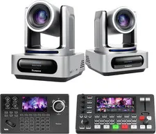 PTZ Camera and Controller Bundle - 4K NDI PTZ Camera(2Pcs) 20X Zoom AI Tracking