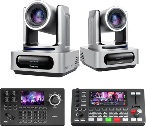 PTZ Camera and Controller Bundle - 4K NDI PTZ Camera(2Pcs) 20X Zoom AI Tracking