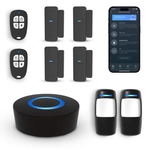 GRSICO Wireless Home Alarm System 9-Piece Kit,WiFi Alarm System Home Security