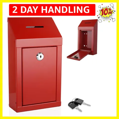 Metal Donation Box-Suggestion Box with Slot and lock-Cash Lock box for Money-...