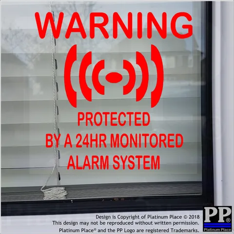 4 x PROTECTED by a Monitored Alarm System-RED-Internal Stickers-Home,Business