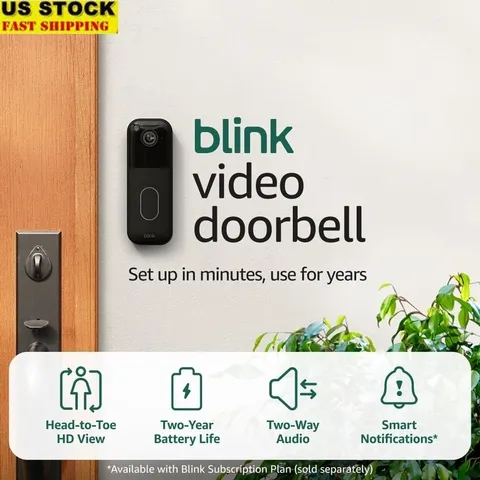 Smart Video Doorbell 2 Year Battery Life HD Night Vision Two Way Talk Alerts New