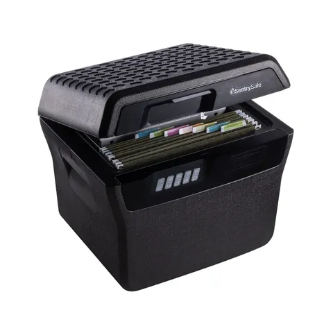 SentrySafe Charcoal Gray Waterproof and Fireproof Safe, Lock Box with Keypad ...