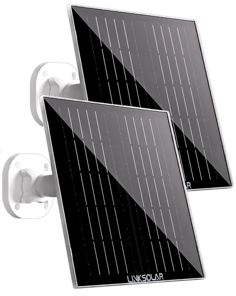 Dual 5W Solar Panels for Ring Camera Doorbell, All-in-1 Glass Solar Charger for