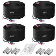 4×200 Feet Video Power Cable BNC Extension Wired Surveillance All-in-Cables f...