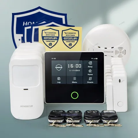 HOMSECUR Wireless WIFI 4G GSM Home Security 4.3" Alarm System+4 Pet-Immune PIR