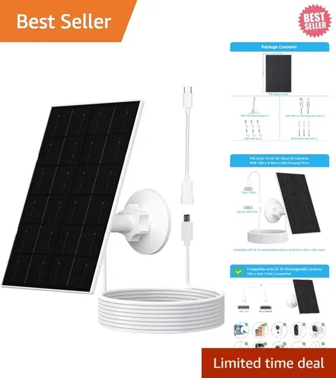 High Efficiency 4W Solar Charger for Outdoor Security Cameras -  Waterproof
