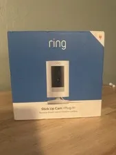 New! Ring Stick Up Cam Plug-In Indoor/Outdoor 1080p Wired Security Camera White