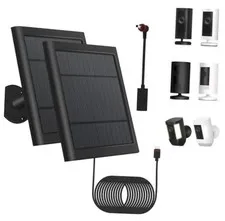 2 Pack - Solar Panel for Ring Security Camera Spotlight Cam Black Dark