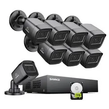 SANNCE 5in1 8CH DVR 8Pcs 1080P Outdoor Security Camera System Night Vision 1TB