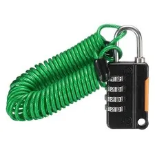 Luggage Lock, 4 Digit Combination Padlock with Flexible Green Cable (220cm)