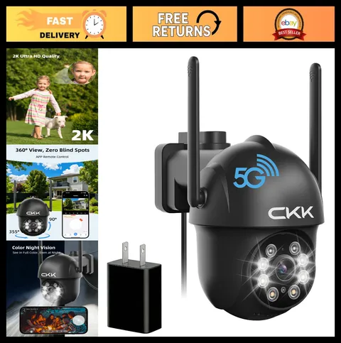 3MP PTZ WiFi Security Camera - Outdoor, 360° Pan-Tilt, Color Night Vision, Motio