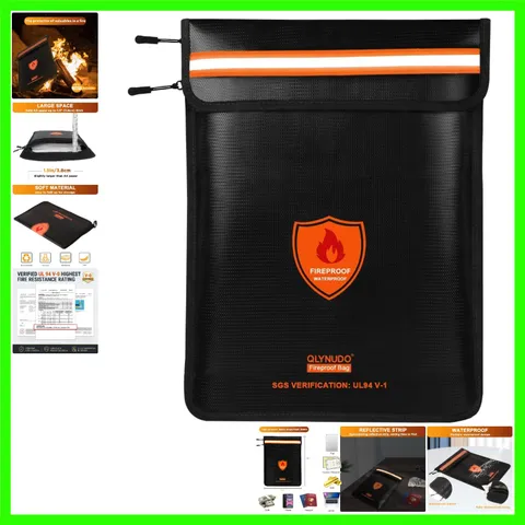 Versatile Fireproof Document Holder - A4 Cash Bag with Water-Resistant Design