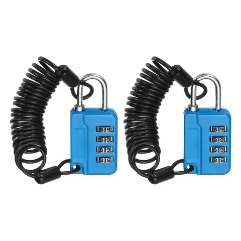 2 Pcs Combination Lock 4 Digit Locker Locks for Luggage Gym Files Cabinet Blue