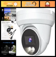 4K 8MP PoE Turret Dome IP Camera with Microphone, Night Vision, Weatherproof, 24